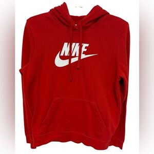 Nike Red Pullover Hoodie with White Tag Logo